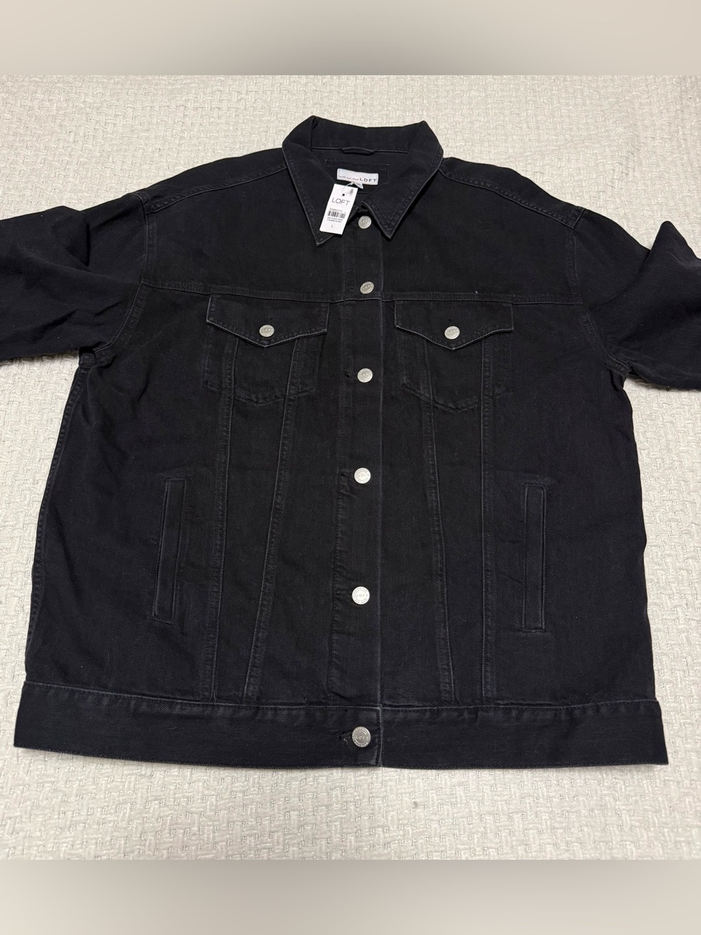 Loft Oversized Denim Trucker Jacket, new with tags. Women’s large